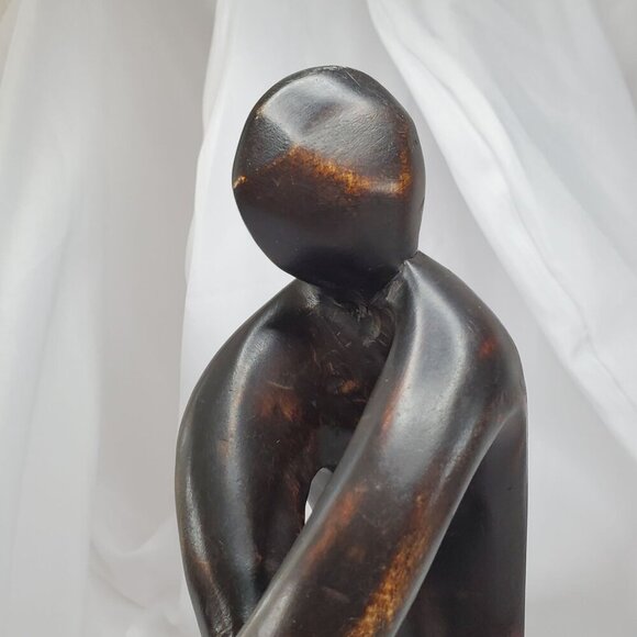 VTG Impressionist Ironwood Abstract Human Sculpture Handmade From Ghana 13.25" - Picture 11 of 14